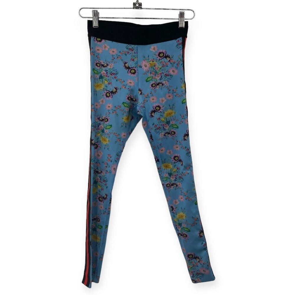 NOLI Floral Flower Print Leggings Women Size Small Blue Pink Skinny Slim Stretch